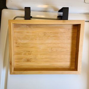 Bamboo & Black Framed Bedside Shelf for Dorm or Bunk Bed
